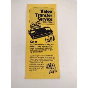 Vintage Video Transfer Service Paper Pamphlet Order Form Brochure In Yellow